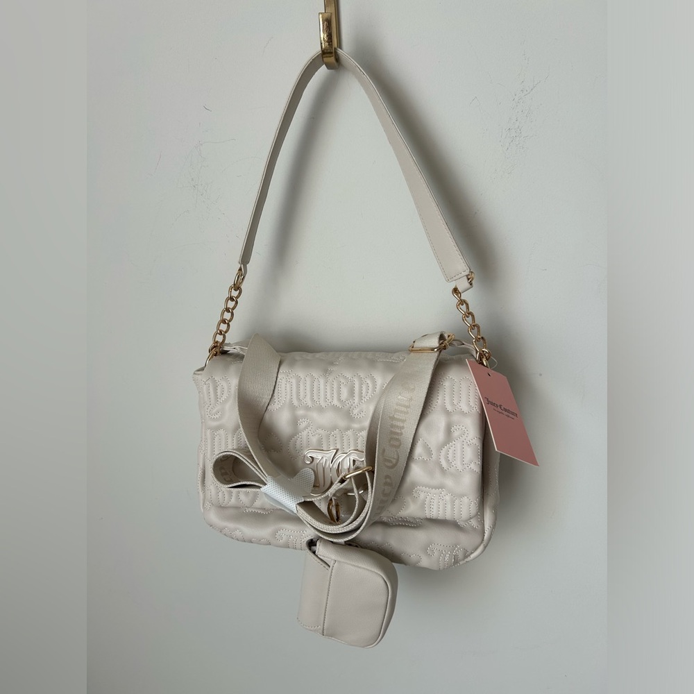 Juicy Couture cream flap shoulder crossbody bag